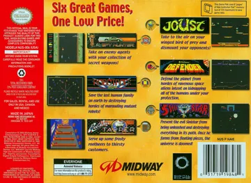 Midway's Greatest Arcade Hits - Volume 1 (USA) box cover back